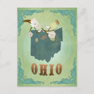 Ohio Staat Map - Green Postkarte