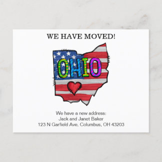 Ohio Staat Moving Announcement Cards Postkarte