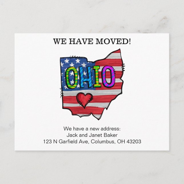 Ohio Staat Moving Announcement Cards Postkarte (Vorderseite)