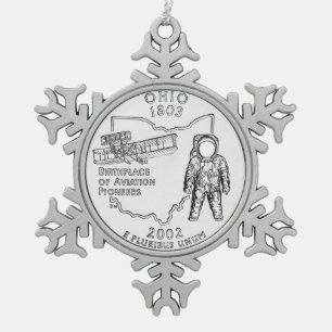 Ohio Staat Quarter Schneeflocken Zinn-Ornament