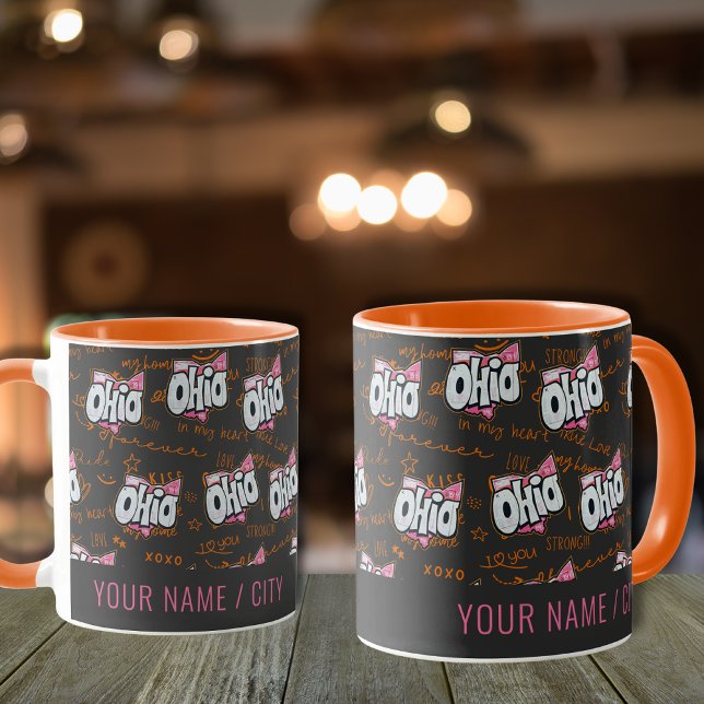Ohio Staat Schwarz-Orange Muster Tasse (Von Creator hochgeladen)