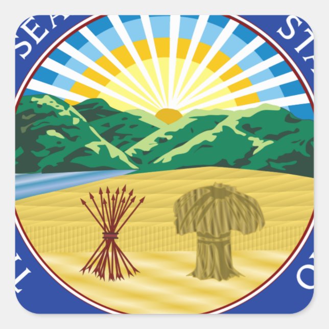 Ohio Staat Siegel Quadratischer Aufkleber (Vorderseite)