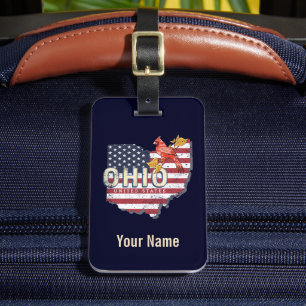 Ohio Staat United Staaten Retro Map Vintag USA Gepäckanhänger