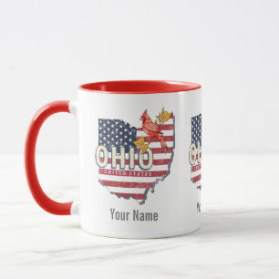 Ohio Staat United Staaten Retro Map Vintag USA Tasse
