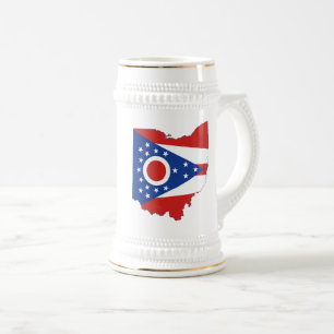Ohio-Staats-Flagge und Karte Bierglas