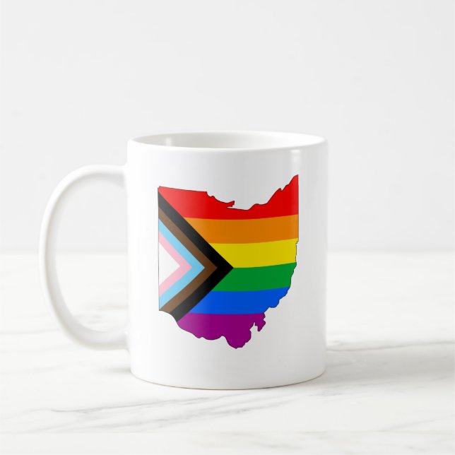 Ohio Staatsstolz LGBTQ-Progress-Prix Kaffeetasse (Links)