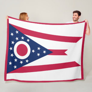 Ohio State Flag Print Patriotc Fleecedecke