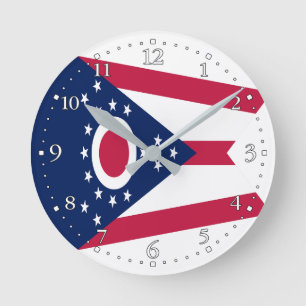 Ohio State Flag Round Clock Runde Wanduhr