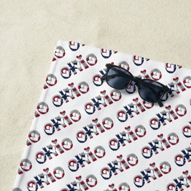 Ohio State Flag Typografy Pattern USA Strandtuch (Beispiel)