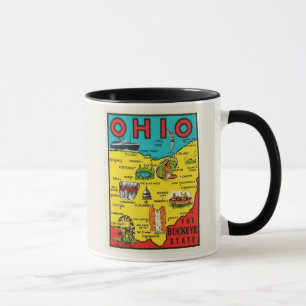 Ohio State Karte Aufkleber Tasse