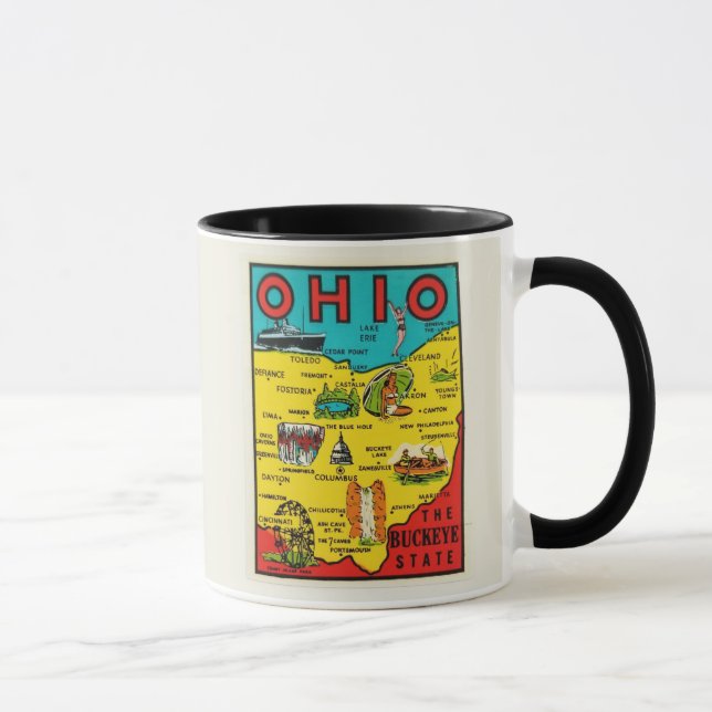 Ohio State Karte Aufkleber Tasse (Rechts)