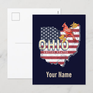Ohio State Vereinigte Staaten Retro-Karte Vintage Feiertagspostkarte