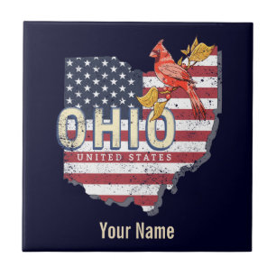 Ohio State Vereinigte Staaten Retro-Karte Vintage Fliese