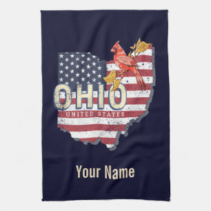 Ohio State Vereinigte Staaten Retro-Karte Vintage Geschirrtuch