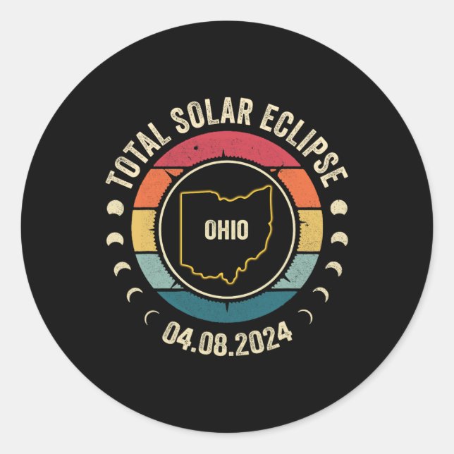 Ohio Total Solar Eclipse 2024 American Totality Ap Runder Aufkleber (Vorderseite)