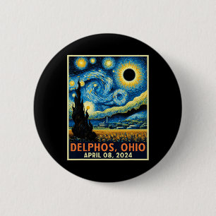 Ohio Total Solar Eclipse 2024 Starry Night Van Gog Button