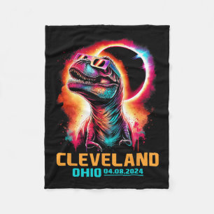 Ohio Total Solar Eclipse 2024 T Rex Dinosaur Fleecedecke