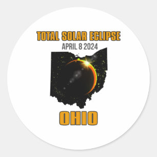 Ohio Total Solar Eclipse April 08 2024 Runder Aufkleber