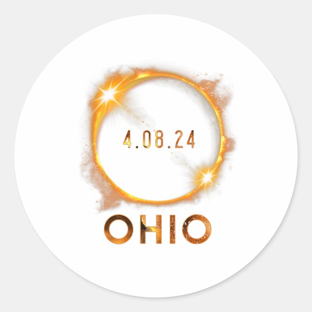 Ohio Total Solar Eclipse April 8 2024 Ohio Solar E Runder Aufkleber (Vorderseite)