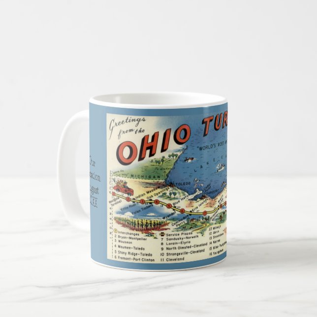 Ohio Turnpike Map Tasse (Vorderseite Links)