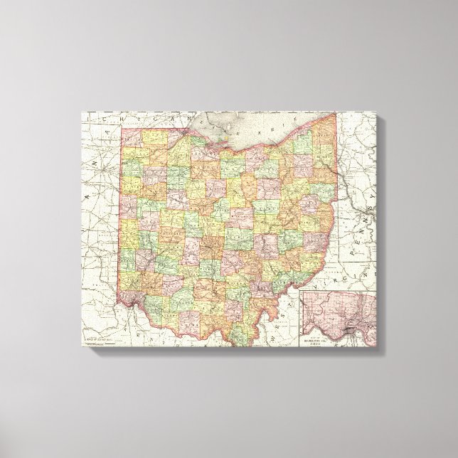 Ohio und Hamilton Landkreis Leinwanddruck (Vorderseite)
