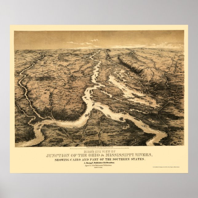 Ohio und Mississippi River Map 1861 Poster (Vorne)