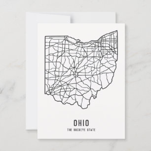 Ohio US Staat Road Map - Buckeye Staat Map Postkarte