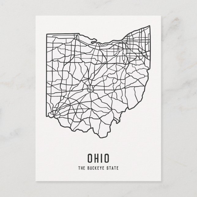 Ohio US Staat Road Map - Buckeye Staat Map Postkarte (Vorderseite)