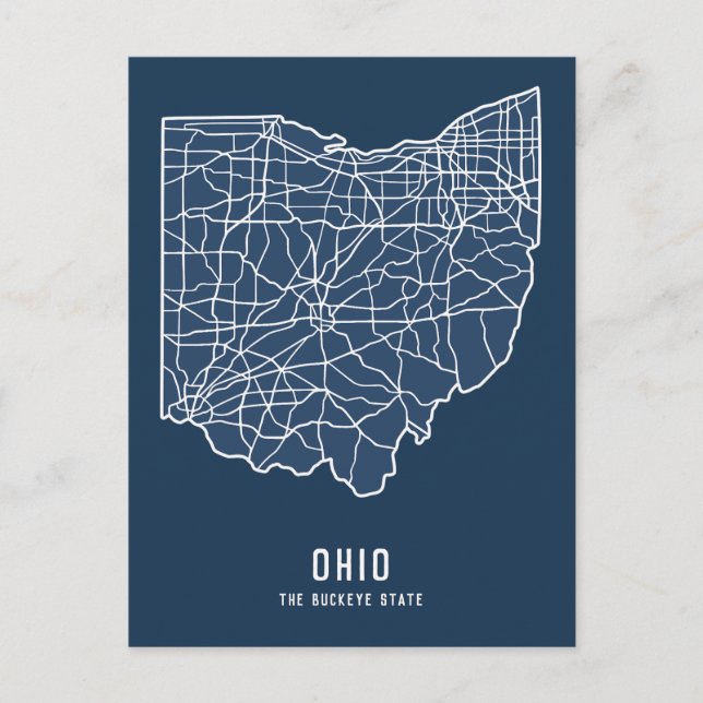 Ohio US Staat Road Map - Buckeye Staat Map Postkarte (Vorderseite)
