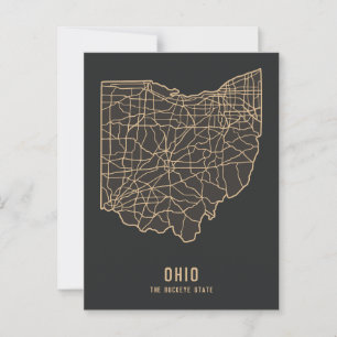 Ohio US Staat Road Map - Buckeye Staat Map Postkarte