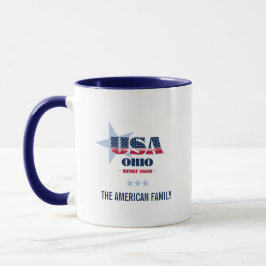 Ohio USA 1803 Blue Star Persönliche Umarmung Tasse