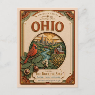 Ohio Vintage Paper Cut American Arcana Postkarte