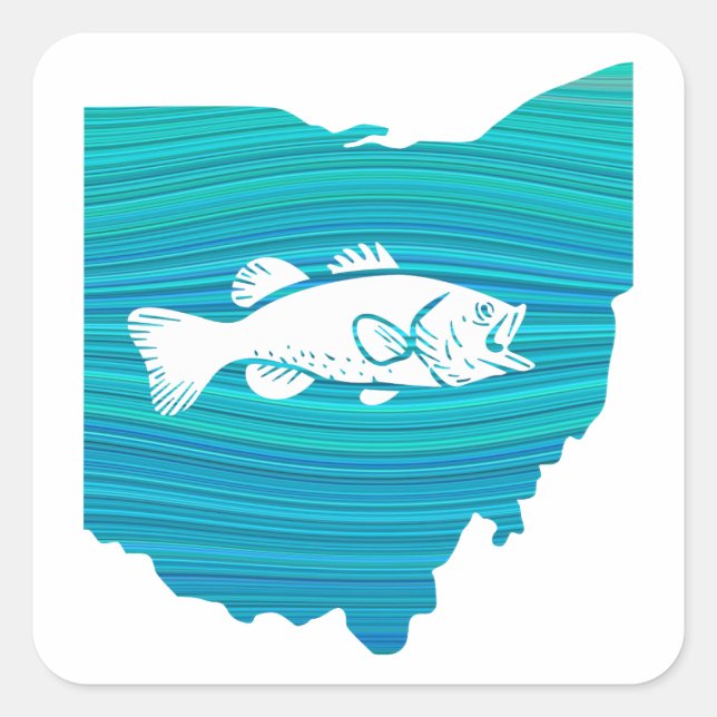 Ohio Wave Fishing Quadratischer Aufkleber (Vorderseite)