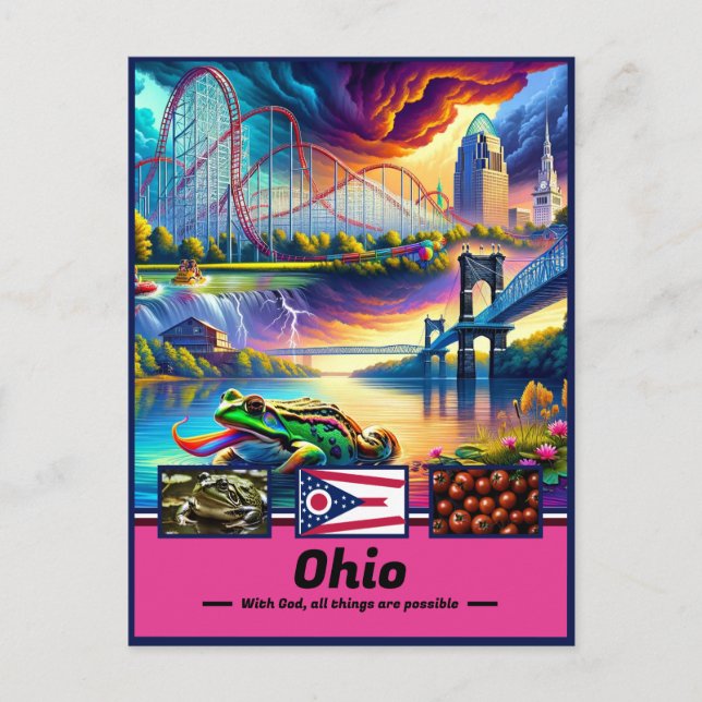 Ohio Wonders Ikonische Sehenswürdigkeiten Postkarte (Vorderseite)