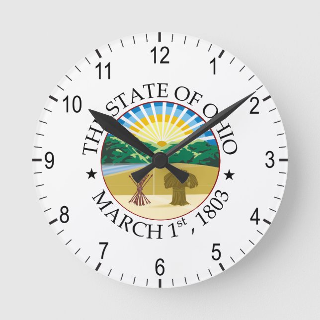 Ohio-Zeichen Runde Wanduhr (Vorderseite)