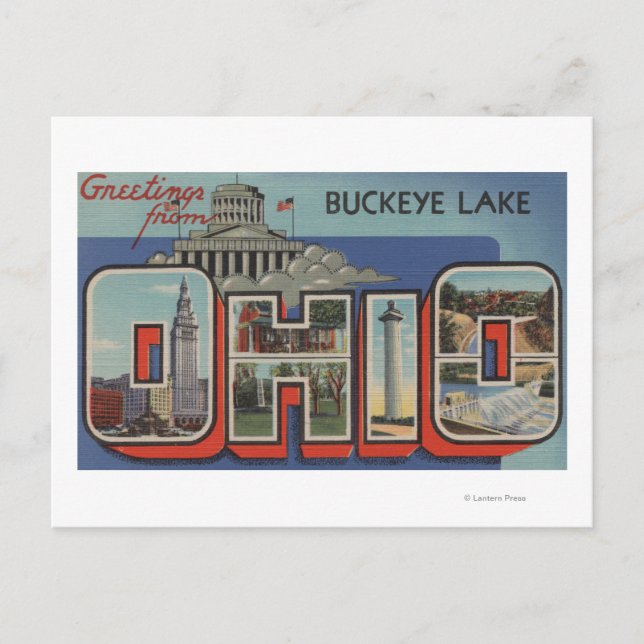 OhioBuckeyeSeeGroße Letter-SzenenOhio Postkarte (Vorderseite)