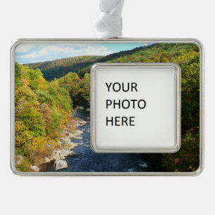 Ohiopyle Fluss im Herbst I Pennsylvania Herbst Rahmen-Ornament Silber