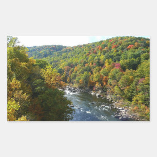 Ohiopyle River im Herbst II Pennsylvania Herbst Rechteckiger Aufkleber