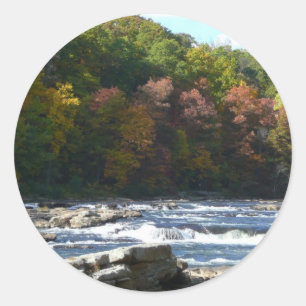 Ohiopyle River Rapids in Herbst Pennsylvania Herbs Runder Aufkleber