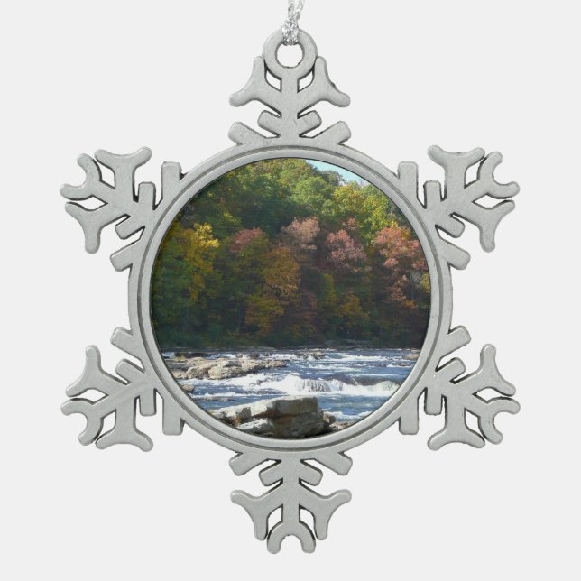 Ohiopyle River Rapids in Herbst Pennsylvania Herbs Schneeflocken Zinn-Ornament (Vorderseite)