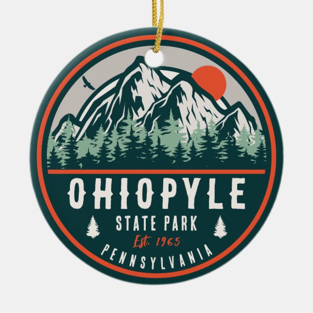 Ohiopyle Staat Park Pennsylvania Retro Sunset Keramik Ornament (Vorne)