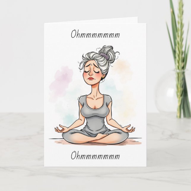 Ohm, Frau, die Yoga macht | Crazy World Karte (Vorderseite)