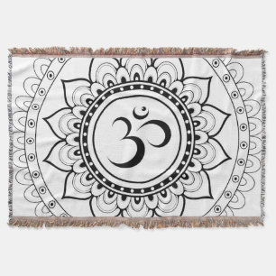 Ohm Mandala Om Mandala White & Black Decke