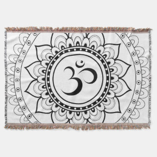 Ohm Mandala Om Mandala White & Black Decke
