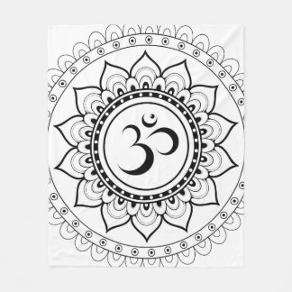 Ohm Mandala Om Mandala White & Black Fleecedecke