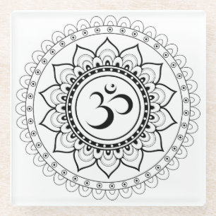 Ohm Mandala Om Mandala White & Black Glasuntersetzer