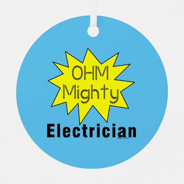 Ohm Mighty Electrician Ornament Aus Metall (Vorderseite)