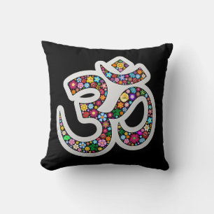 Ohm Om Namaste Yoga Symbol Floral Art Design Kissen
