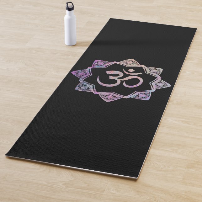 Ohm Symbol mit Mandala, schwarze Auflage Yogamatte (Beispiel)