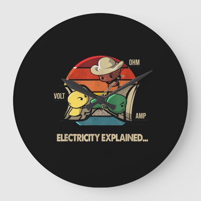 Ohm Volt Amp Electrical erklärt Elektriker Große Wanduhr (Vorderseite)
